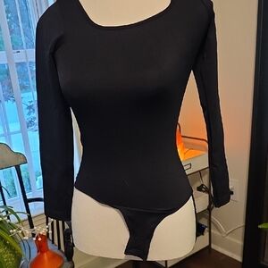Black Fitted 3/4 Sleeve Bodysuit